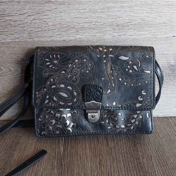 Patricia Nash Leather Laser Cut Crossbody Bag - Picture 1 of 15
